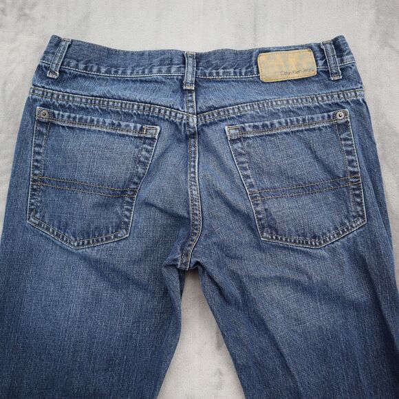 Calvin Klein Pants Womens 32 Blue Bootcut Mid Rise Denim Button Pocket Jeans - Picture 9 of 16